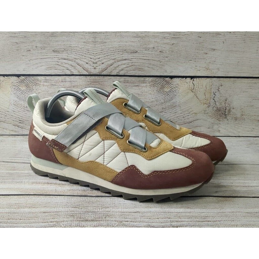 Merrell Women's Alpine Sz 10.5 Cream, Brown & Tan Quilted Leather Suede Sneaker